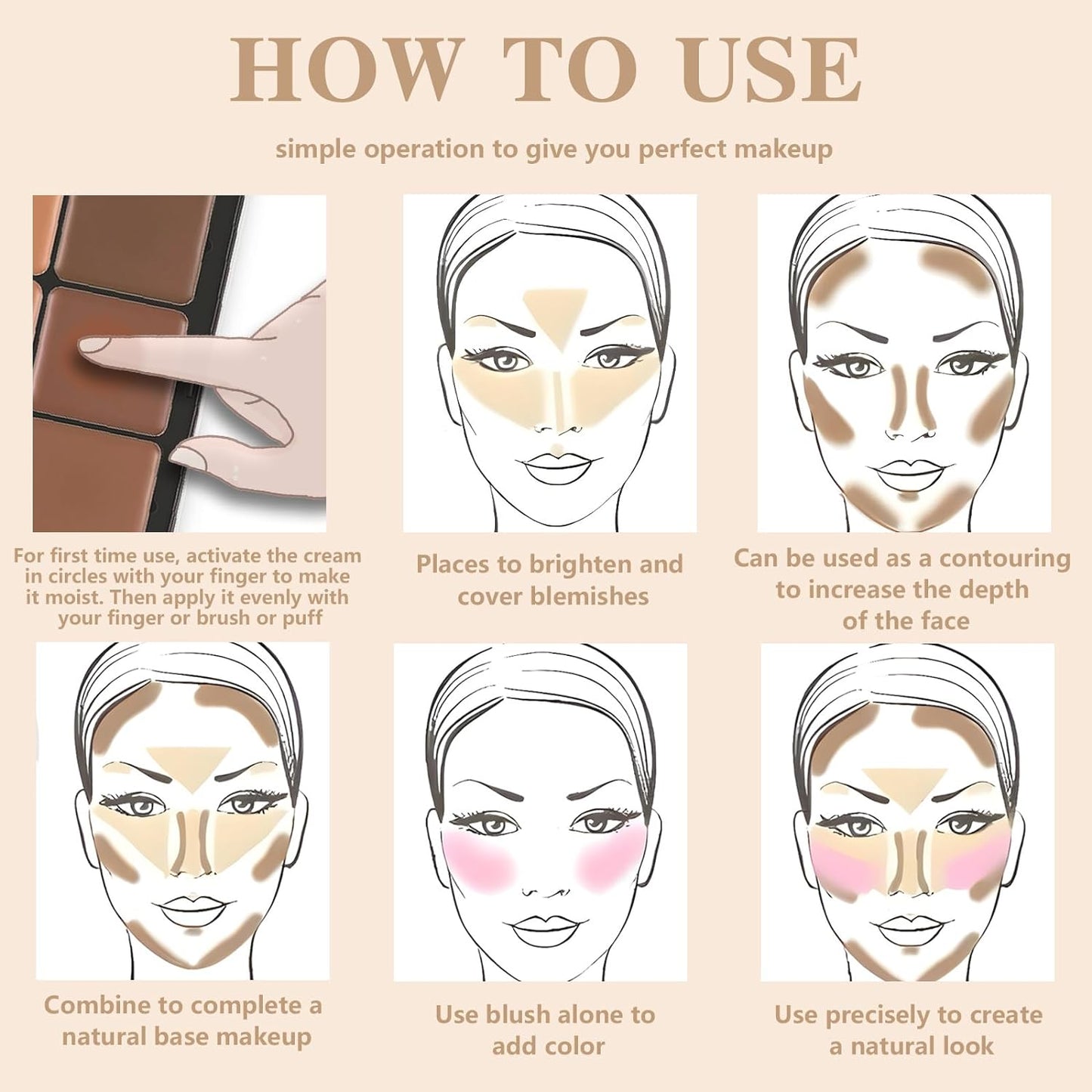 12 Colors Color Correcting Concealer Foundation Palette, Cream Blush and Concealer Palette, Long Wearing Smudge Proof Blendable Matte Finish Blush Powder Highlighter Cream Contour Palette Makeup (02)