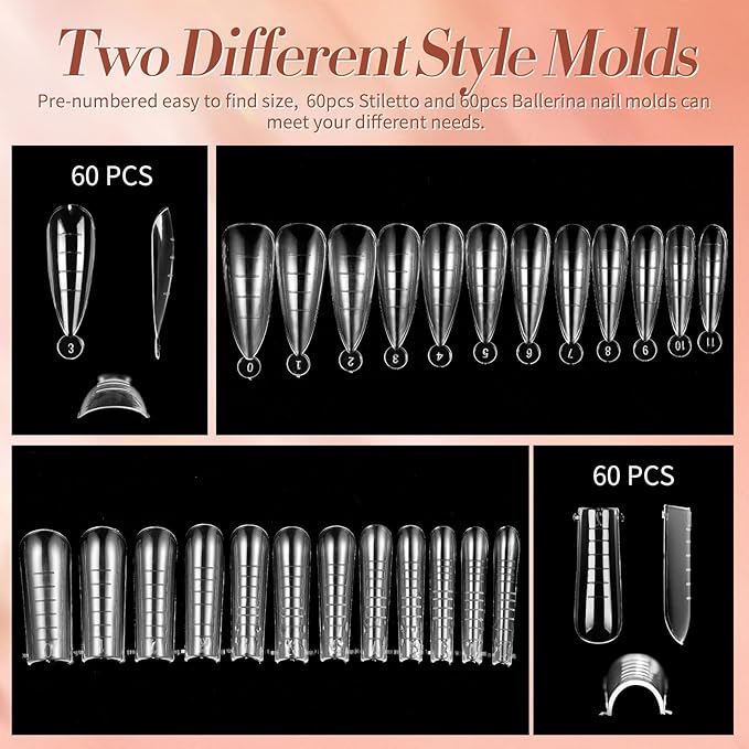 BORN PRETTY Poly Extension Gel Kit-12 Colors Extension Nail Gel Kit Nude Clear Jelly Pink All-In-1 Kit Builder Glue with Nail Lamp Base Top Coat Set Nail Forms French Manicure Ideal Gifts