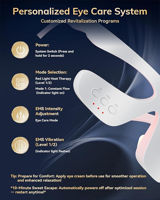 Under Eye Red Light Therapy Device, Red Light Therapy Glasses for Eyes Red 650 NM,Red Light Eye Mask for The Treatment of Eye Bags,Dark Circles,Puffiness periorbital for Treating
