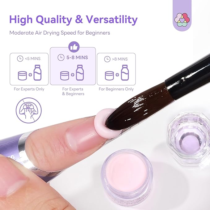 SAVILAND Acrylic Nail Kit for Beginners: Size 8,10,14 Acrylic Powder Brushes with Keratin White Pink Nudes Acrylic Powder DIY Nail Art Tools for 3D Sculpting Extensions Home Salon Use