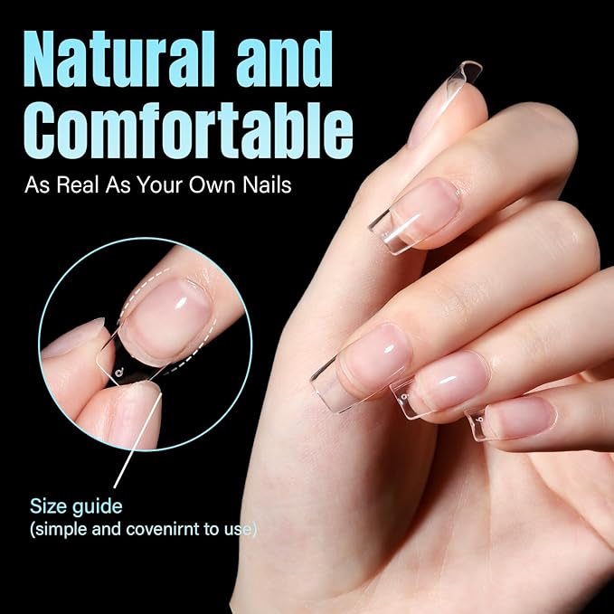 TOMICCA Short Square Nail Tips, 240Pcs Half Matte Press on Full Cover Acrylic Nails, 12 Sizes Soft Acrylic Fake Nail Tips for Nail Extension Art Home DIY Nail Salon