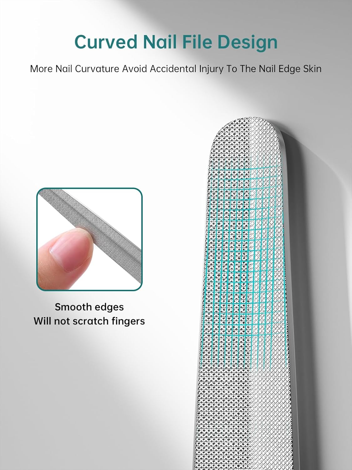 MR.GREEN Curved Nail File – Double-Sided Metal Nail File for Men & Women with Protective Travel Case, Ergonomic Anti-Slip Handle, Washable & Reusable, for Fingernails & Toenails