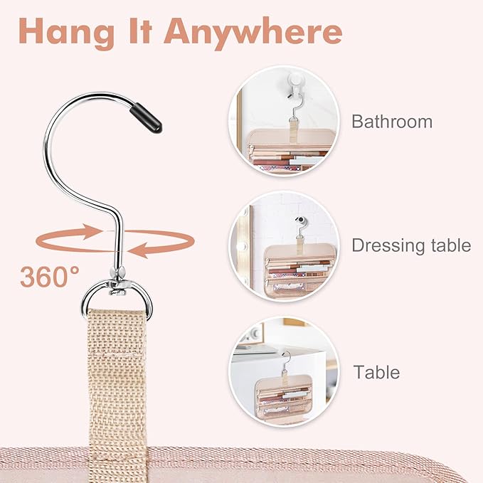 Wedama Toiletry Bag for Women, Large Cosmetic Travel Bag, Hanging Toiletry Bag for Bathroom, Thickened PVC Waterproof Makeup Bag, Toiletries Bag for Travel Business Trips and Camping, Black