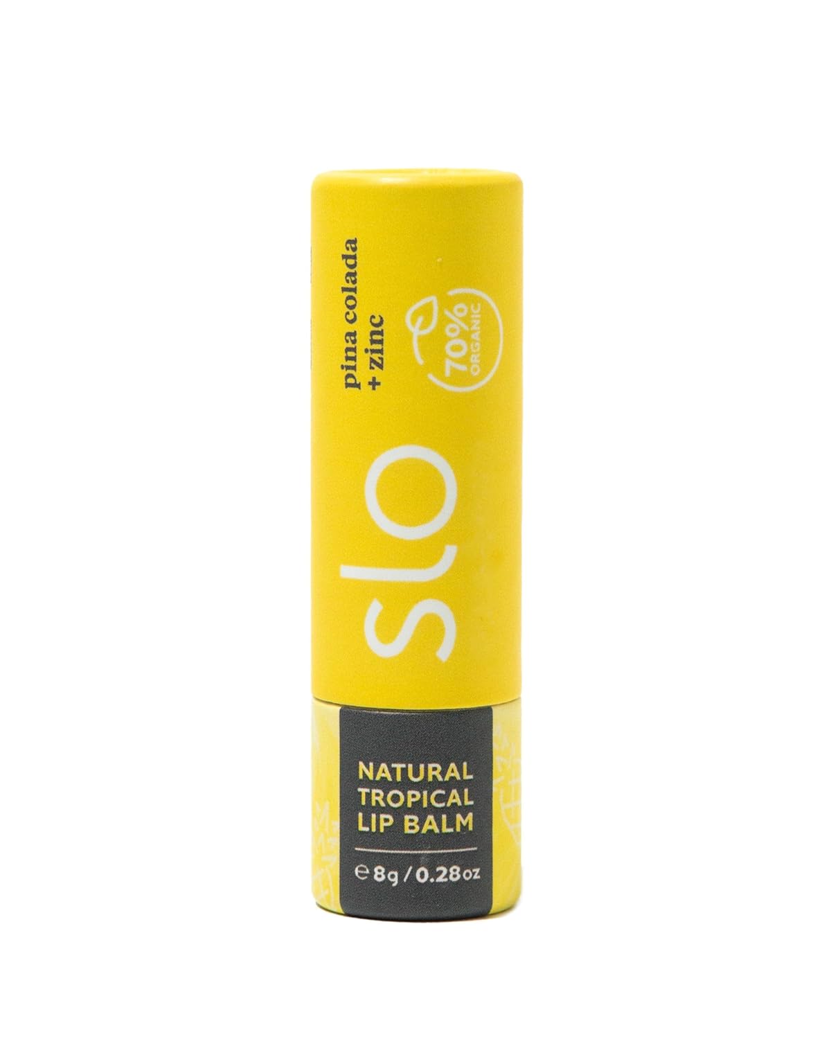 Slo | Natural Lip Balm - All Natural Ingredients, Vegan & Cruelty Free, Hydrating & Soothing, Plastic Free, Paper Packaging | Pina Colada + Zinc, 0.28oz