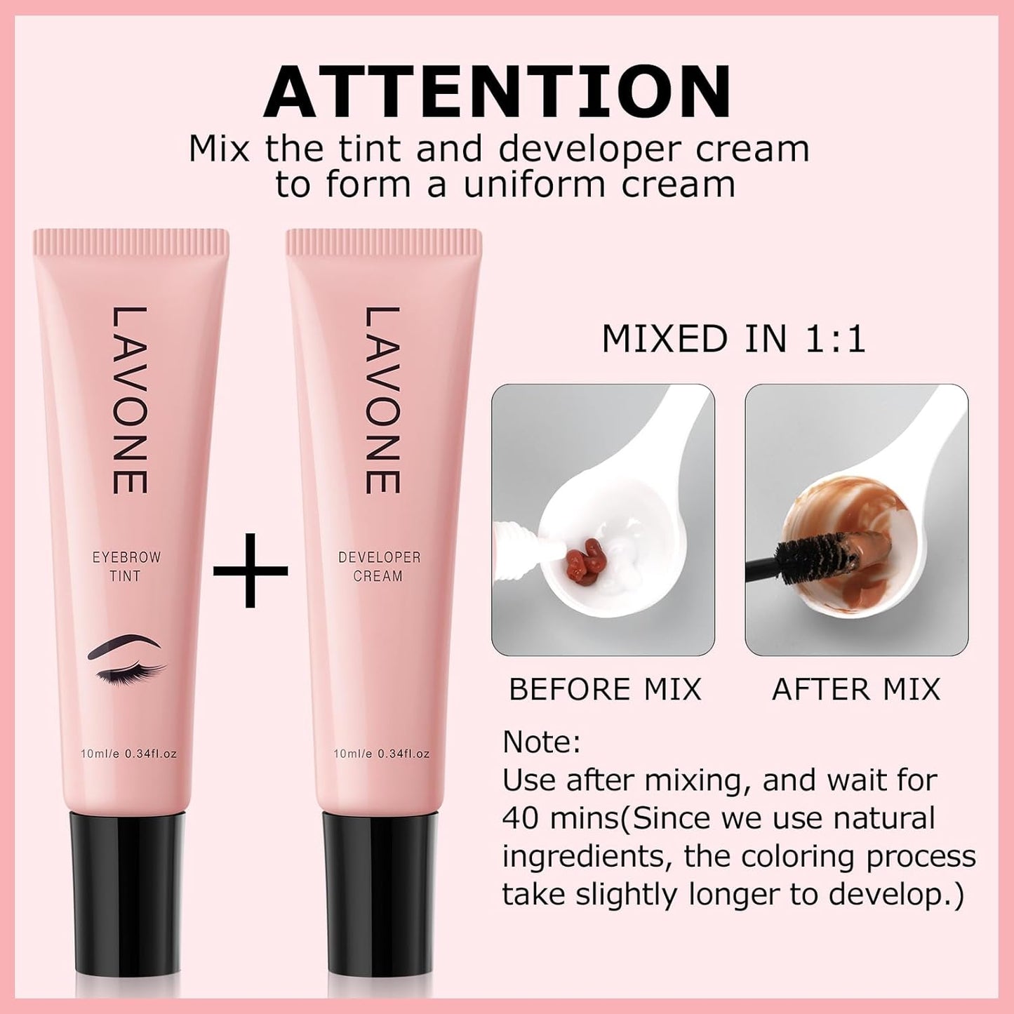 Eyebrow Color Kit with Brow Color & Eyebrow Pencil, 2-in-1 Natural Effects Eyebrow Makeup Set, Easy & Safe to Use 10ml - Dark Brown