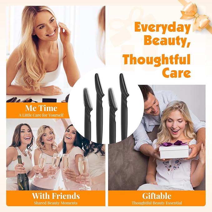 88 Pcs Eyebrow Razors & Face Razors for Women in Storage Jar – Black Color Dermaplane Razor for Women Face & Men, Safe Face Shaver with Protective Covers