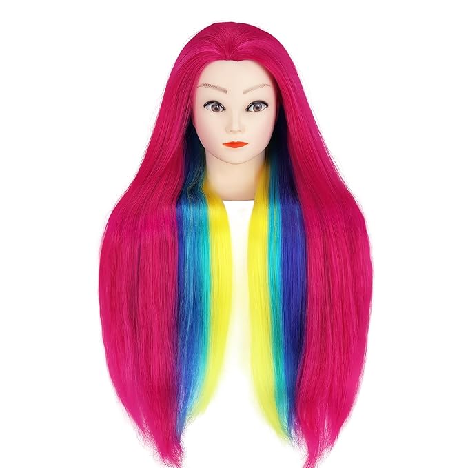 Mannequin Head with Hair, Beauty star 29" Cosmetology Doll Head for Hair Styling to Practice on, Hairdressing Training Braiding Heads with Clamp Stand Holder Kit