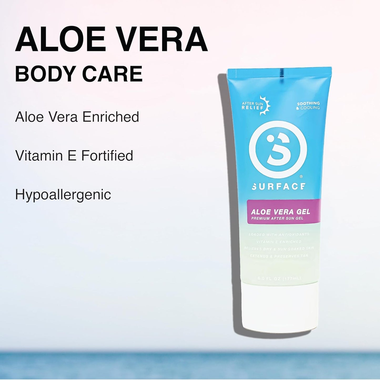 Surface Aloe Vera Gel, Sunburn Relief and After Sun Care, Cooling Hydrating Gel for Face and Body, Non-Greasy Fast-Absorbing Moisturizer for Post Sun Exposure, After Run or Outdoor Recovery