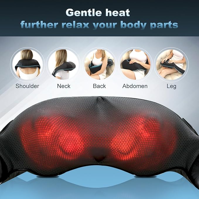 Mo Cuishle Shiatsu Back Shoulder and Neck Massager with Heat, Electric Deep Tissue 4D Kneading Massage, Best Gifts for Women Men Mom Dad, Fathers Day, Mothers Day, Christmas Gifts