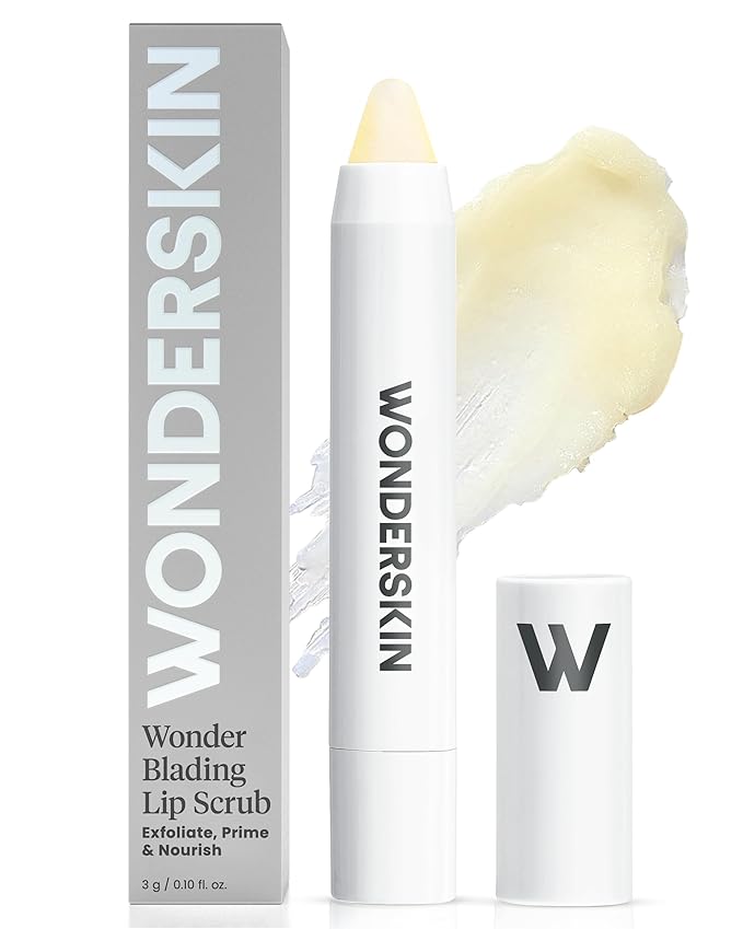 Wonderskin Lip Scrub - 3-in-1 Exfoliator & Moisturizer, Lip Exfoliator Scrub, Hydrating Balm for Soft, Nourished, Flake-Free Lips with One-Step Prep, 0.10oz