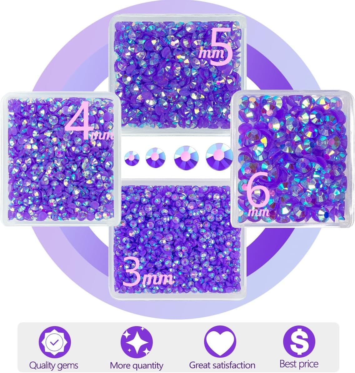 Dark Purple AB Resin Rhinestones w B7000 Jewelry Glue for Bedazzling Crafting 3mm 4mm 5mm 6mm Violet Flatback Jelly Stones Bulk Diamonds Gems for Nails Face Eyes Makeup Body Tumblers DIY Crafts