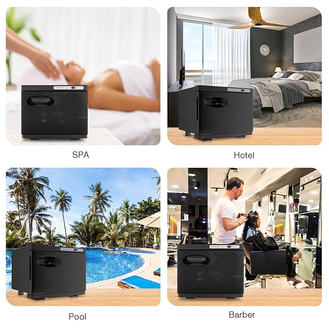 Towel Warmer Cabinet, 8L Hot Spa Small Towel Warmer Heating Use for Facial Spa, Hair Beauty, Salon Equipment and Home - Black