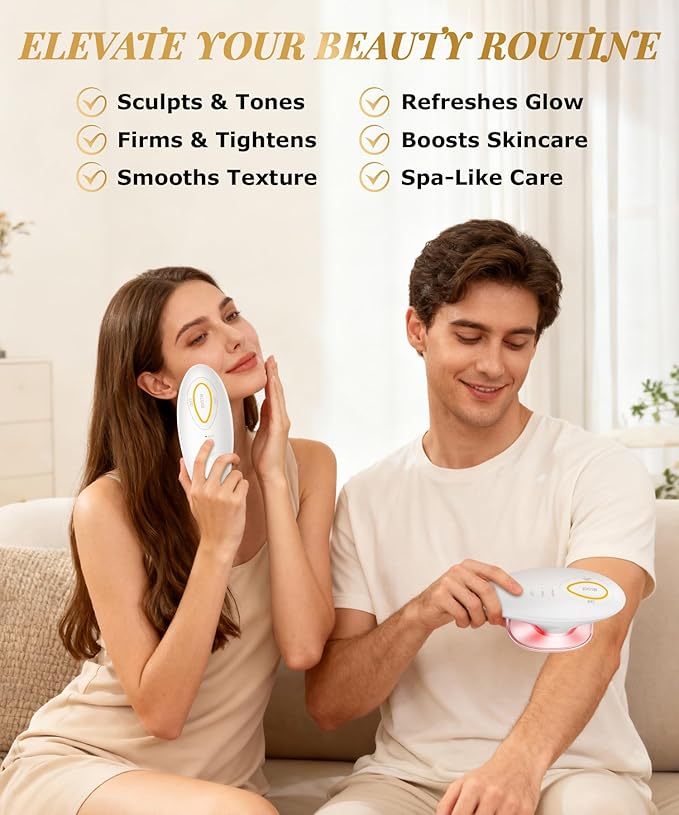 INTEO 3 in 1 Face & Body Sculpting Machine – Rechargeable Beauty Device for Body Contouring, Cellulite Massager Tool with Red Light Therapy for Home Spa or Travel Self-Care