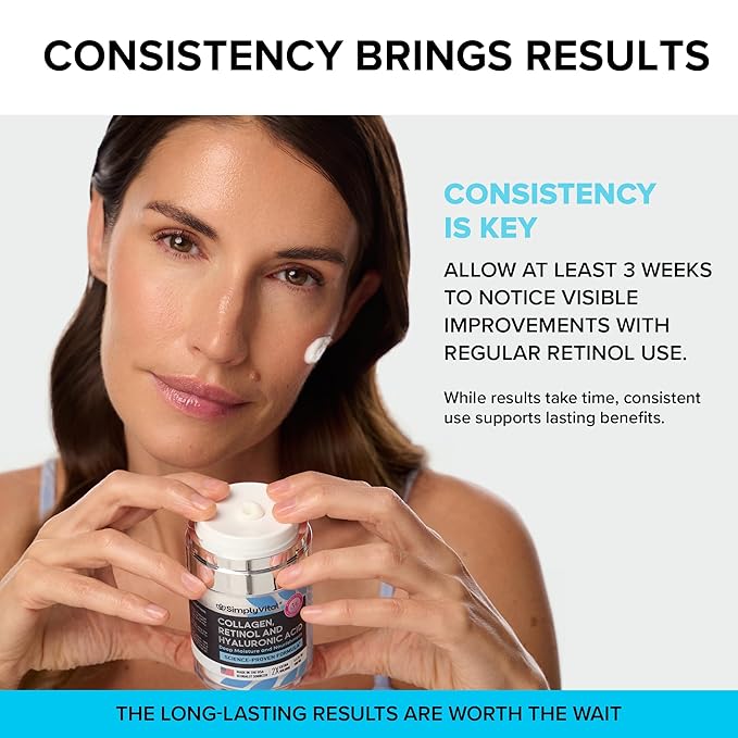 Anti-Aging Face Moisturizer with Retinol, Collagen & Hyaluronic Acid - Made in USA - Moisturizer Face Cream for Women & Men - Firming & Hydrating Neck Cream - Day & Night Skin Care - 3.38 fl oz