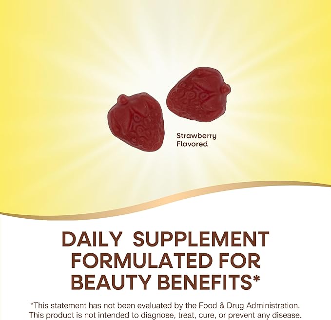 Nature's Way Alive! Hair, Skin & Nails Gummy Supplement, Advanced Beauty Formula*, with Collagen 100 mg & Biotin 2500 mcg per 2-gummies, Strawberry Flavored, 60 Gummies (Packaging May Vary)