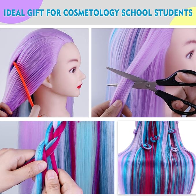 Mannequin Head, Beauty Star 29inch Doll Heads with Long Hair for Practice Braiding Styling, Cosmetology Hairdressing Training Heads with Clamp Holder and Braiding Kit