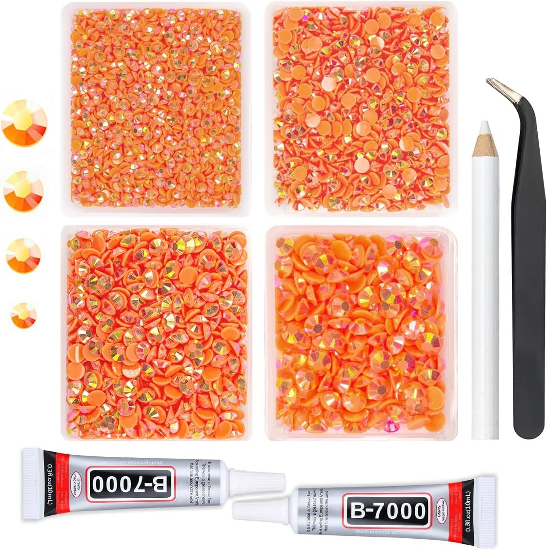 Neon Orange AB Resin Rhinestones for Bedazzling Crafting 3mm 4mm 5mm 6mm Orange Red Flatback Jelly Stones Bulk Diamonds Gems for Nails Face Eyes Makeup Tumblers Bottles DIY Crafts Clothes Shoes