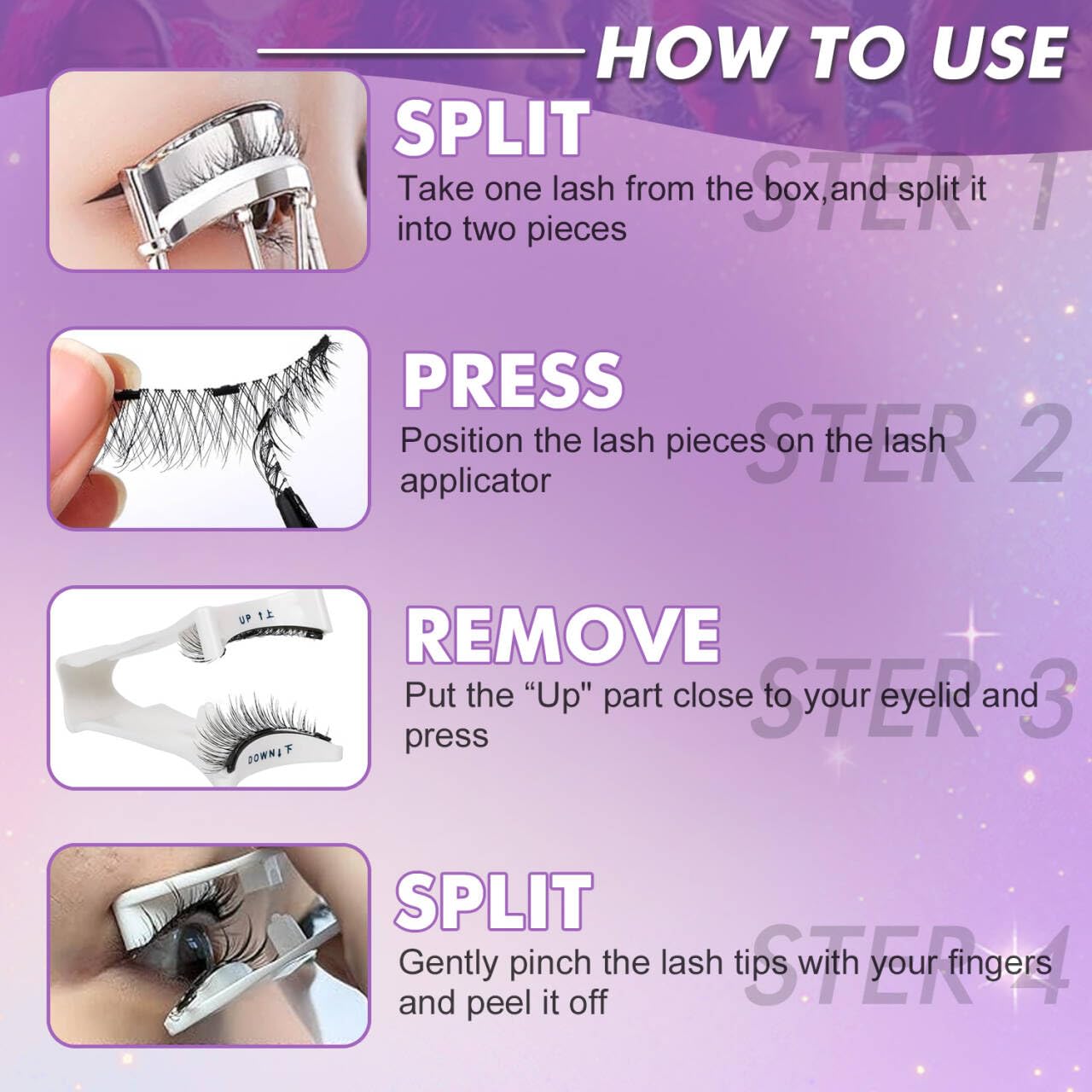 Elara Craft Magnetic Eyelashes with Applicator, Magnetic Eyelashes Natural Look,Reusable Magnet Lashes No Glue Needed Soft Lashes Kit(Simple+Simple)