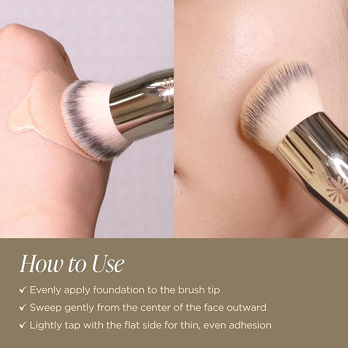 Piccasso 132 Foundation Brush - Professional Rounding Makeup Brush for Liquid & Cream - Seamless Flawless Finish, Beginner Friendly K-Beauty Tool - High Adherence & No Streaks, Durable Synthetic Hair