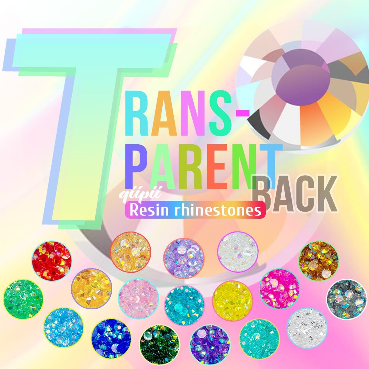 Transparent Clear Emerald Green AB Resin Rhinestones for Crafting 3mm 4mm 5mm Flatback Jelly Stones Peacok Diamonds Crystals Gems Charms for Nails Face Eyes Makeup Tumblers Bottles DIY Crafts