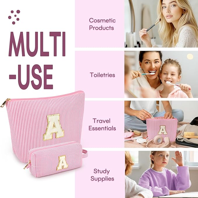 Valentine's Day Gifts for Teen Girls Women Girlfriend - 2PCS Gifted Box Makeup Bags - Cosmetic Bag for Travel Toiletry - 11 12 13 14 15 16 Years Old Teen Girl Gifts Trendy Stuff Teacher Gift - Pink A