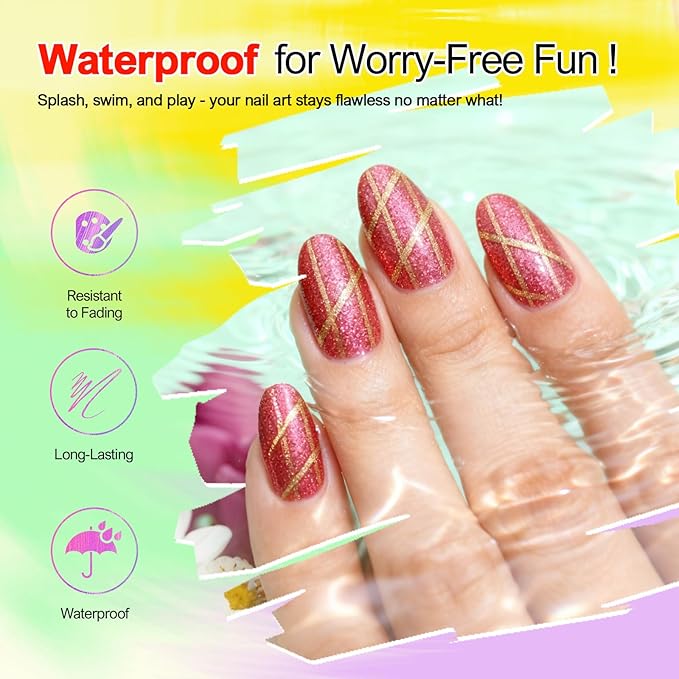 30 Metallic Colors Nail Art Pens Set, 3D Acrylic Paint Nail Polish Pens for Drawing & Dotting, Quick-Drying Nail Markers with Fine Tip, Manicure Design Tools for DIY Nail Art at Home & Salon