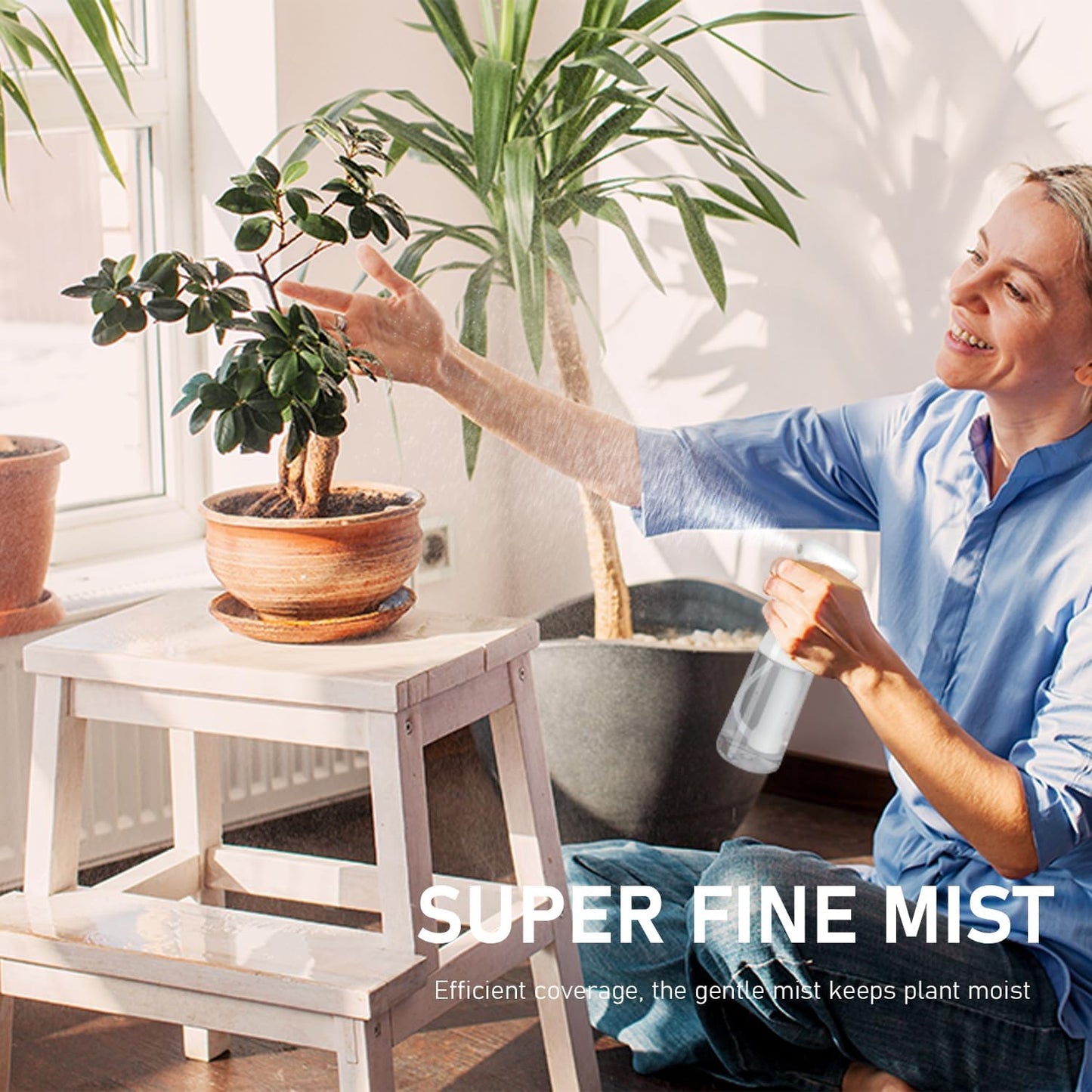 Spray Bottle For Hair, Continuous Mister Empty Spray Bottles, Ultra Fine Mist Water Sprayer for Hairstyling, Cleaning, Plants, Pets, Barbers, Salons, Essential Oil Scents - 2 Pack 6.8 OZ