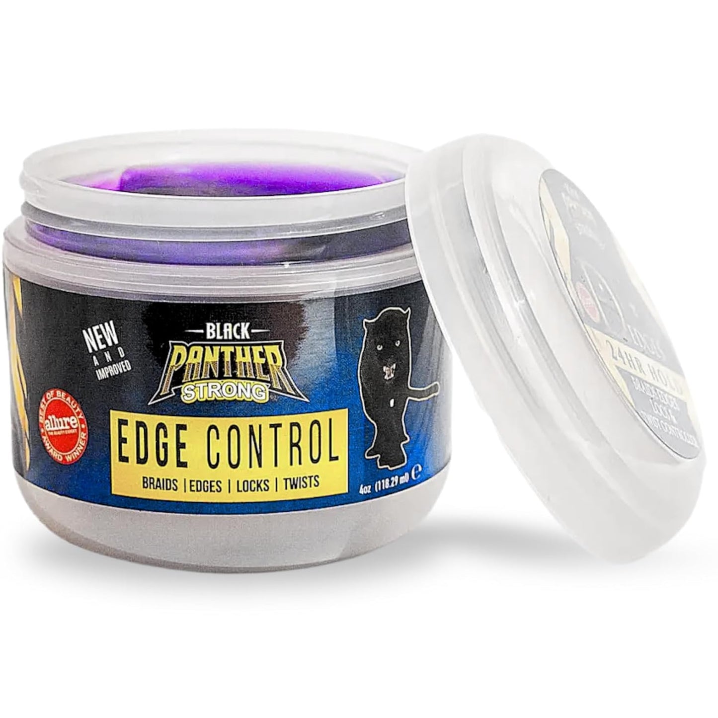 Black Panther Extra Hold Edge Control & Braiding Gel – Natural Instant Edge Control for Black Hair, 4C Gel for Women & Men. 4 oz, Purple
