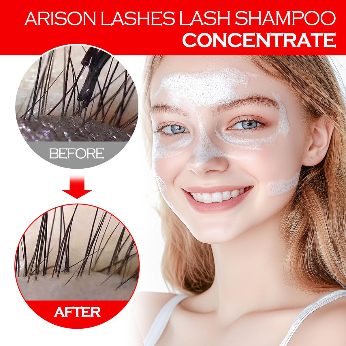 ARISON LASHES Lash Shampoo Concentrate for Lash Extensions 100ML Eyelash Cleanser Concentrate Oil-Free Eyelash Extension Shampoo with Salon Home Care(Strawberry)