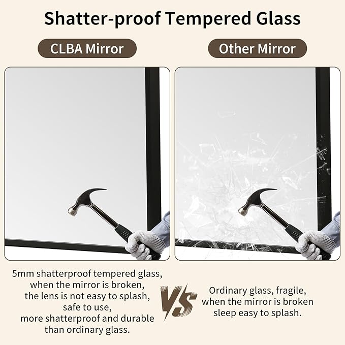 Matte Black Mirror, 24x36 Inch Aluminum Framed Rectangle Mirror, Anti-Rust, Tempered Glass, Square Corner Wall Mirror for Over Sink, Vanity, Bedroom, Entryway, Horizontal/Vertical