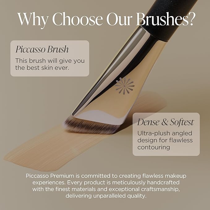 Piccasso 132 Foundation Brush - Professional Rounding Makeup Brush for Liquid & Cream - Seamless Flawless Finish, Beginner Friendly K-Beauty Tool - High Adherence & No Streaks, Durable Synthetic Hair