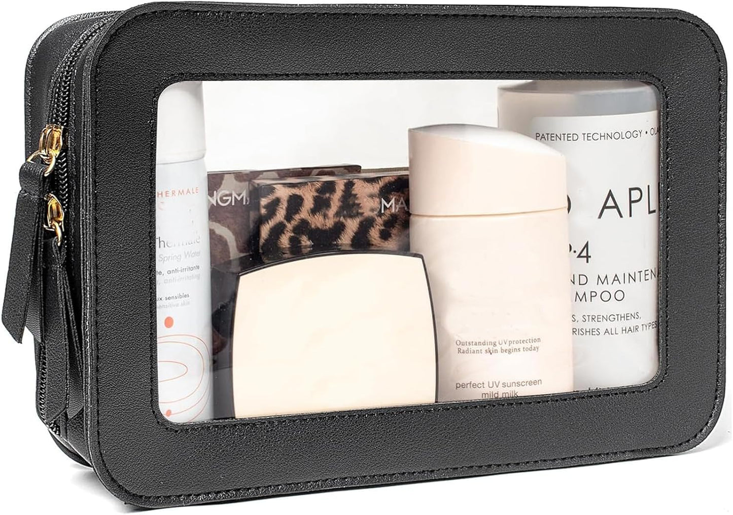 Clear Makeup Bag Small, TSA Approved Portable Toiletry Bag with Zipper Cosmetic Travel Bag Makeup Organizer Case Mini Makeup Pouch for Purse Car Organizer Bag for Women Men