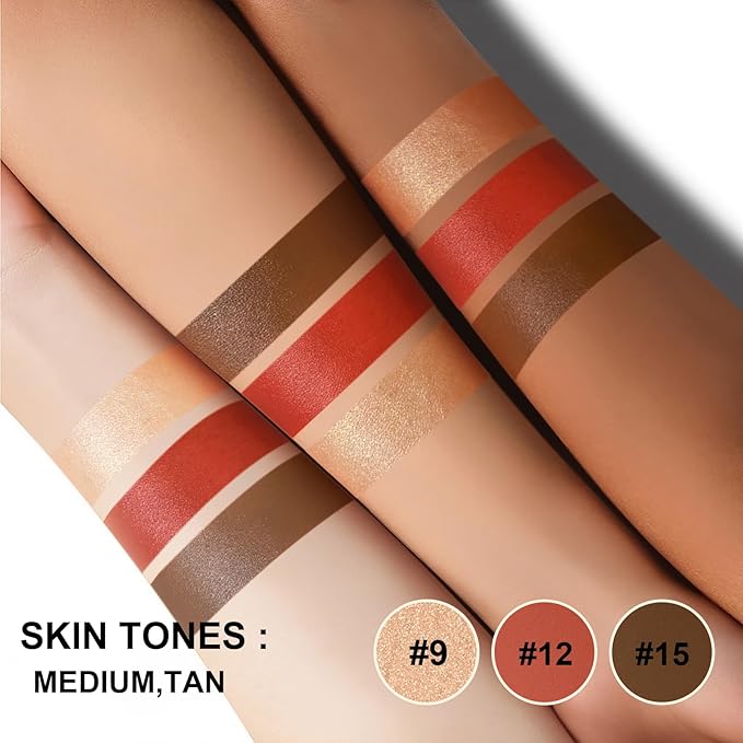 Lezero 3Pcs Contour Stick Makeup Kit, Shades with Highlighter, Blush and Bronzer Stick for Sculpt the Face and All Skin Type, Long Lasting, Smooth, Dewy & Matte Finish, MEDIUM