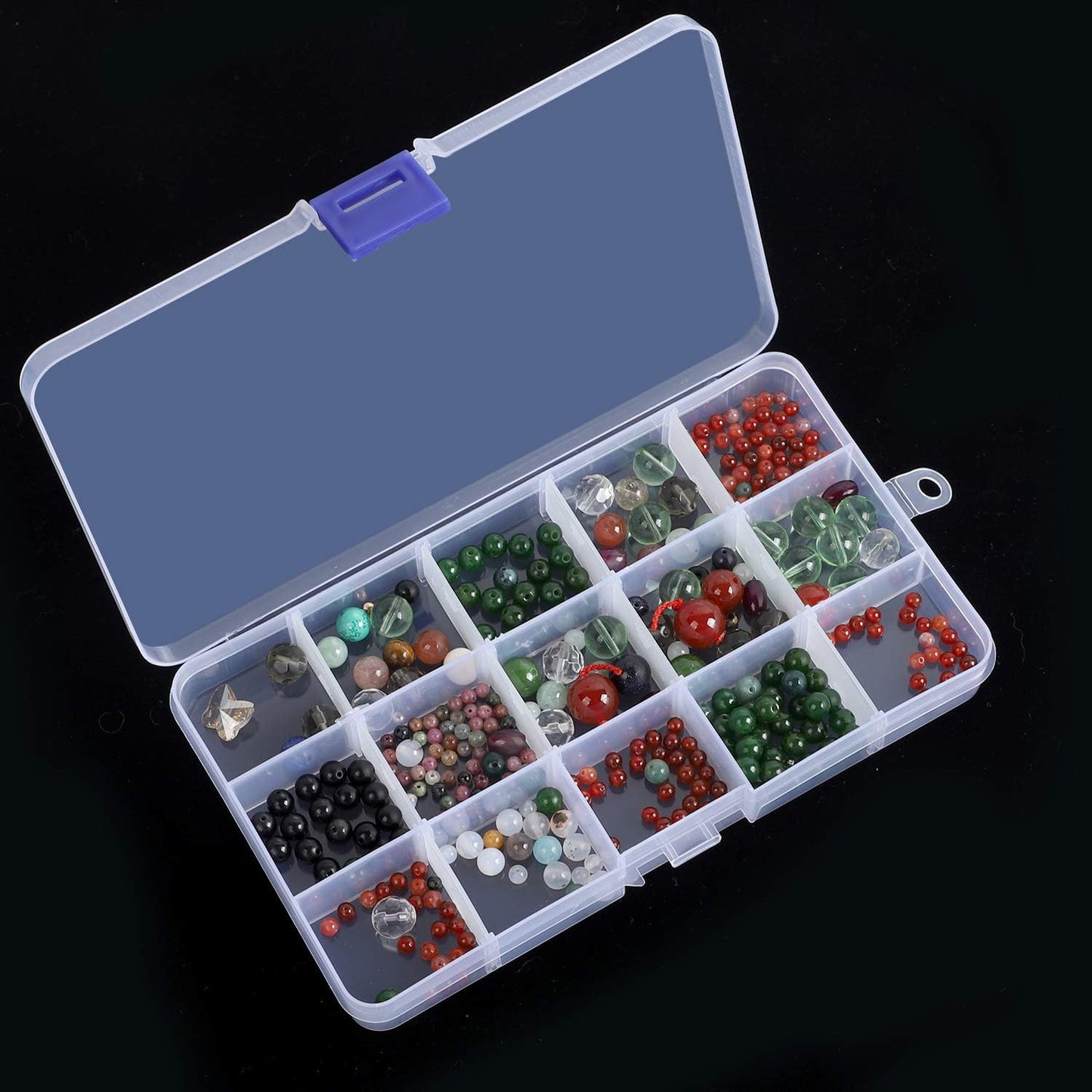 KINJOEK 10 Pack 15 Grids Plastic Bead Organizer Containers Storage, Adjustable Dividers Diamond Jewelry Craft Painting Storage Case, Clear Small Fishing Tackle Box for Sewing Cross Stitch Accessories