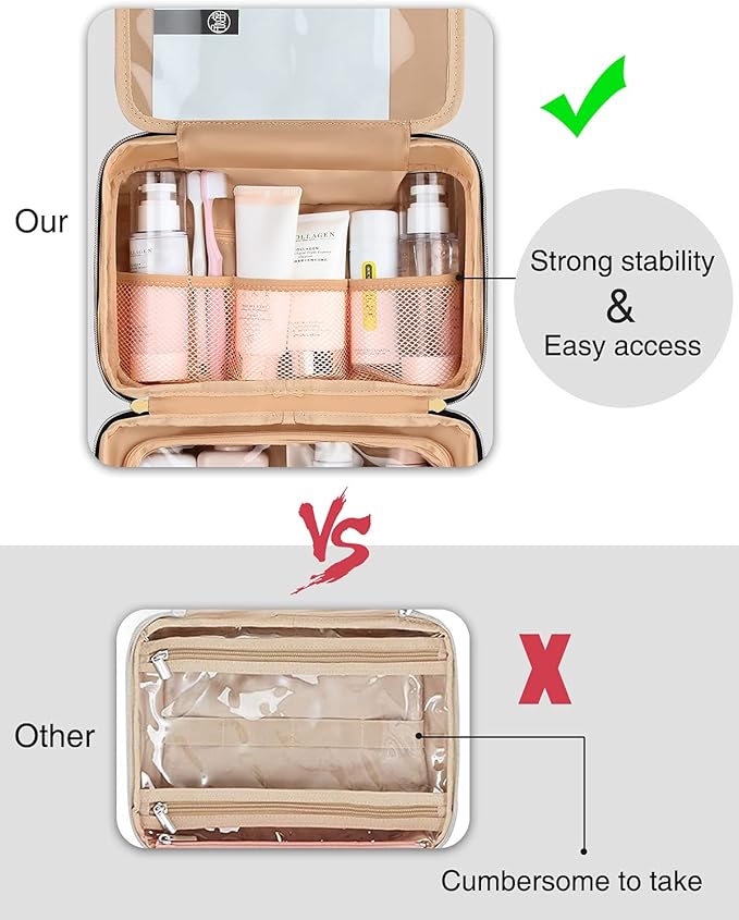 Relavel Toiletry Bag, Travel Hanging Toiletry Bag for Men, Waterproof Travel Cosmetic Bag, Makeup Storage Bag, 360° Rotatable Hook, Shampoo, Shower gel (Diamond Black)