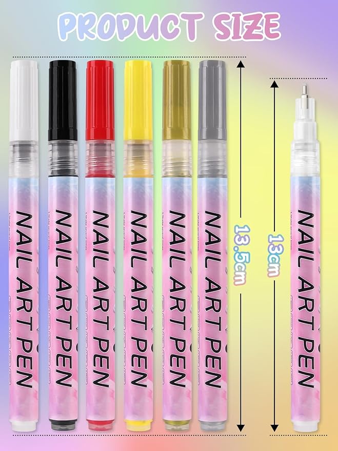 EBANKU 0.5MM Nail Art Pens, 3D Nail Polish Pens Quick-Drying Fine Tip Nail Art Markers Painting Pen Nail Point Dotting Liner Pen Tools for DIY Home Salon Nail(1Pc White)