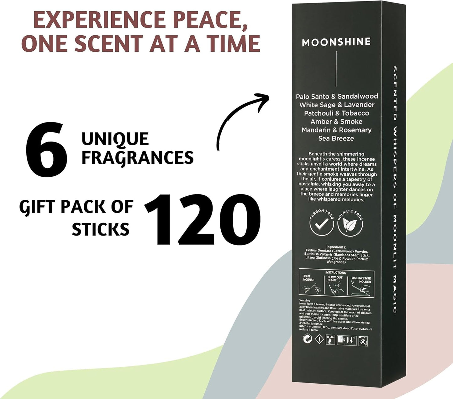 Folkulture Set of 6 Incense Sticks | 120 Organic Insence Sticks - Non Toxic Palo Santo & Sandalwood, Lavender, Patchouli, Rosemary Insence-Stick | 45 Min Burn Time, Blue Lotus Inscents-Sticks Gifts