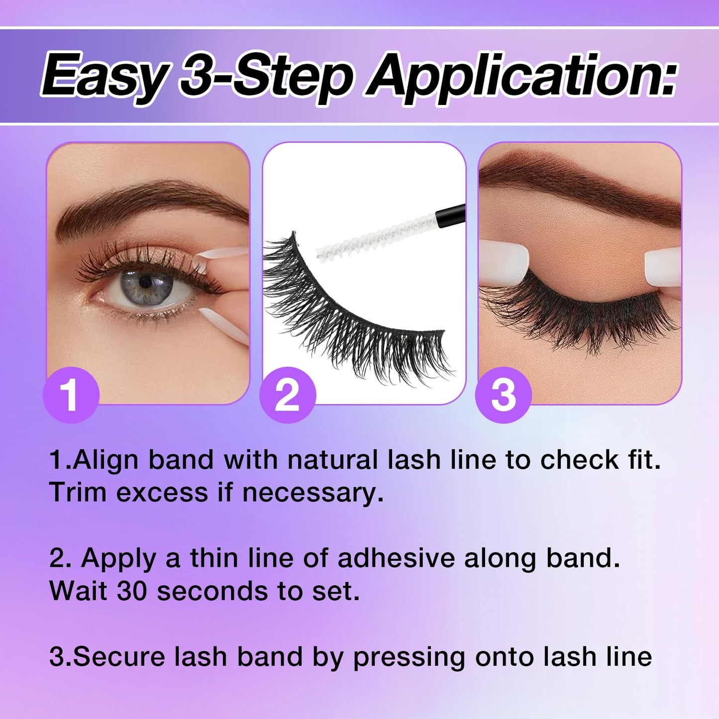 Wispy False Eyelashes Kit With Bond, Seal and Tweezer, 7 Pairs Natural Look Fake Cat Eye Lashes Strips Thin Band Extensions Waterproof Easy Eyelashes for Beginners RQ01