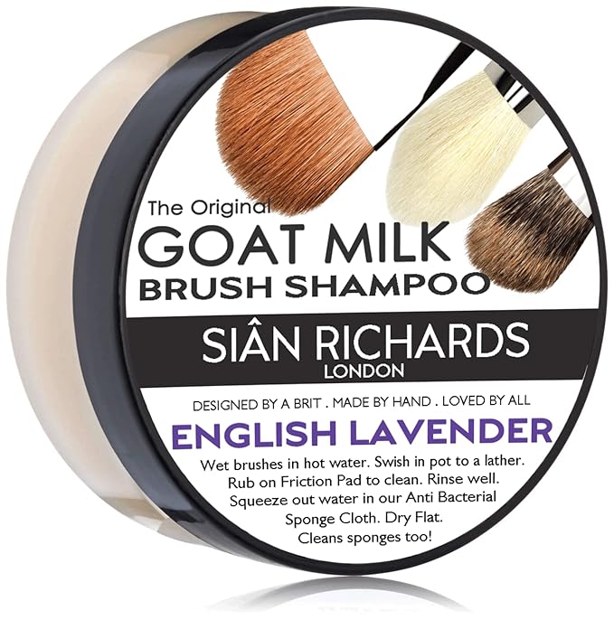 Sian Richards London Lavender Goat Milk Solid Brush Shampoo, Professional Makeup Brush Cleaner & Natural-Hair Brush & Sponge Cleanser, 2oz