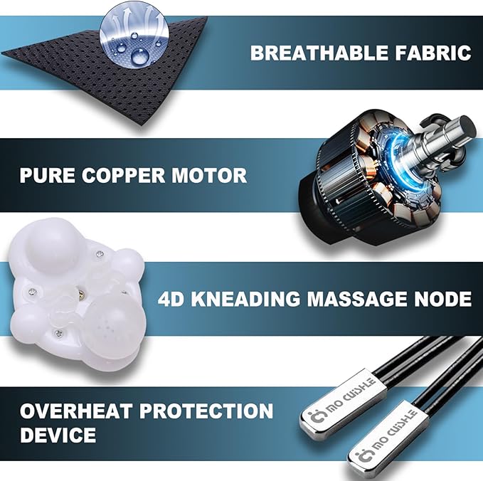 Mo Cuishle Shiatsu Back Shoulder and Neck Massager with Heat, Electric Deep Tissue 4D Kneading Massage, Best Gifts for Women Men Mom Dad, Fathers Day, Mothers Day, Christmas Gifts