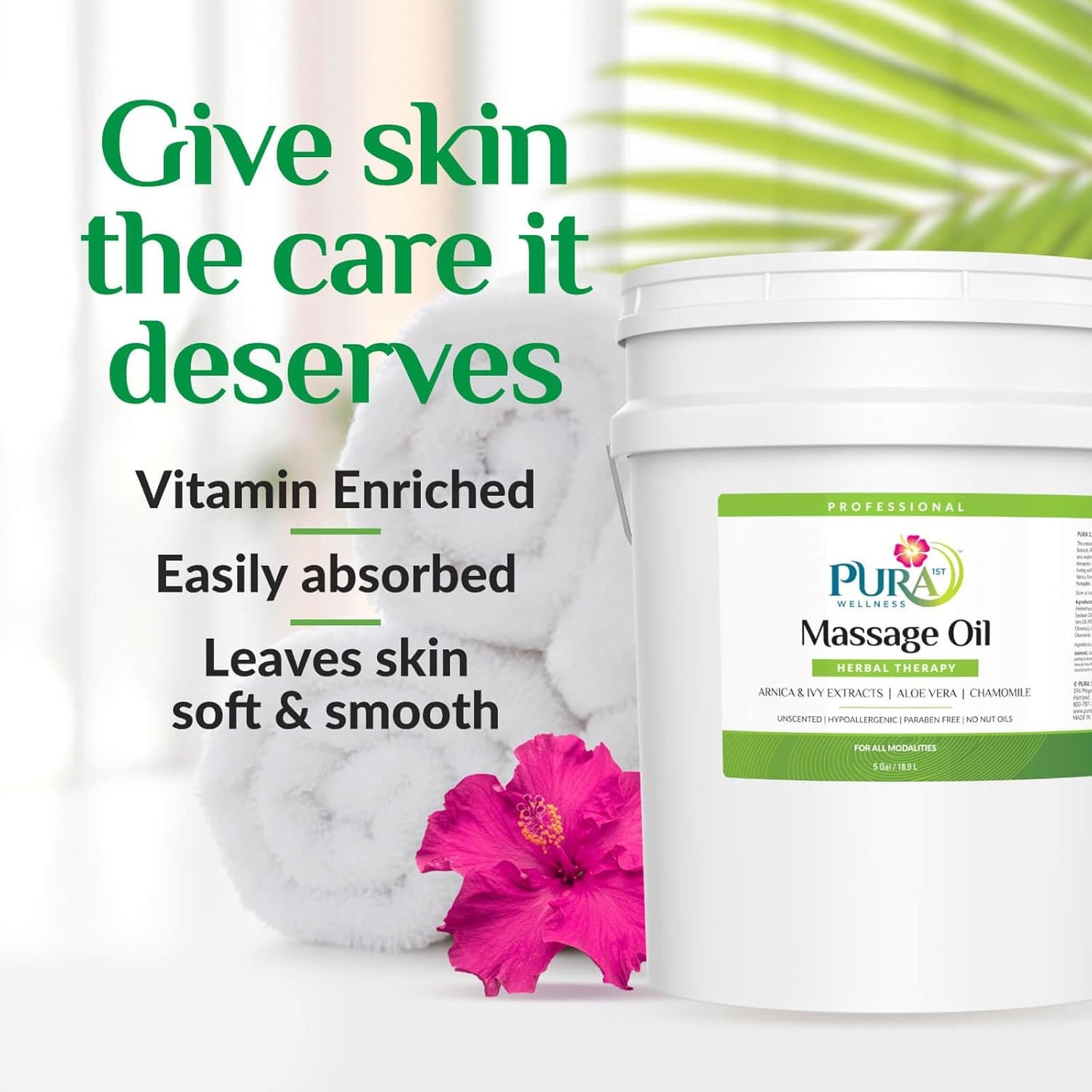 Wellness Professional Herbal Massage Oil 5 Gallon, Hypoallergenic Formula for Muscle Relief, Professional Deep Tissue, Unscented for Physical Therapy and Muscle Recovery, Hydrating, Skin Restoring