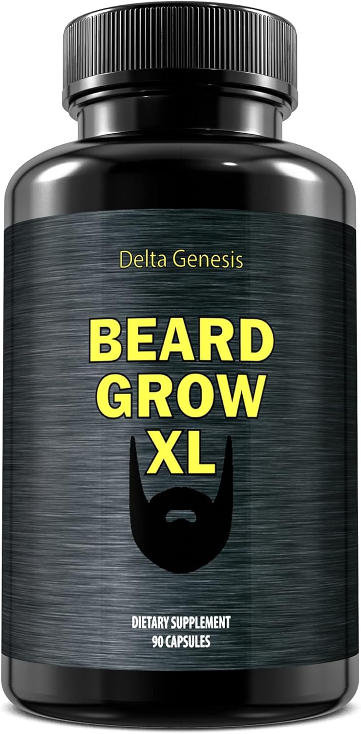 Beard Grow XL - Vegan Hair Growth Supplement for a Faster, Thicker, Fuller Beard - Enhances Your Grooming Kit