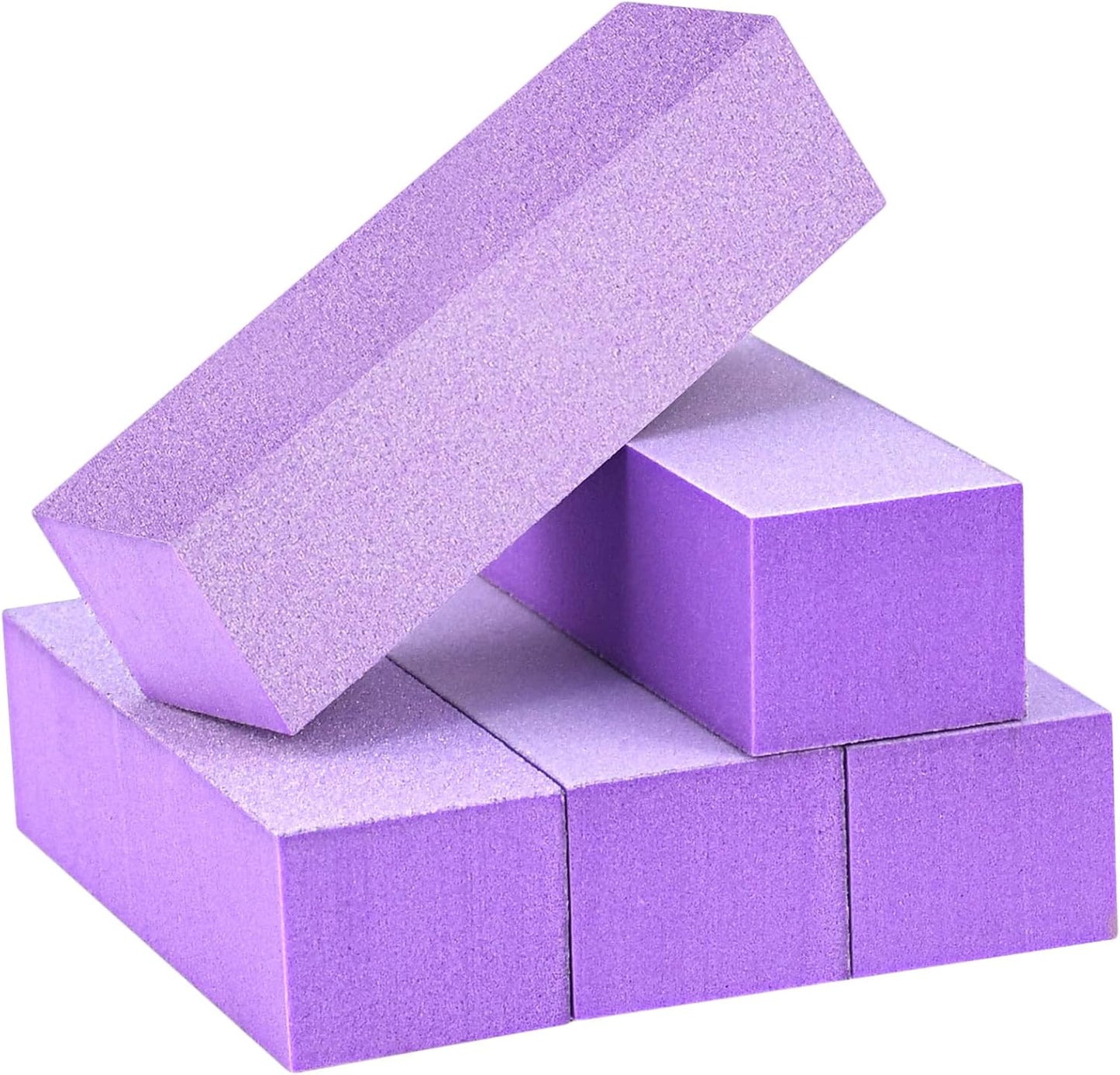 Maryton Nail Buffer Block, Medium/Fine Grit 100/180 Finishing Buffers for Acrylic Nails Gel Polish Nails, 3 Way Professional Pedicure Manicure Buffer Kits, 5 Count (Purple)