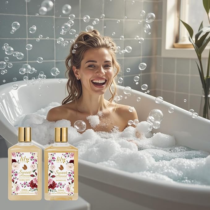 Valentines Day Gifts Spa Gift Basket Set for Women 17-Piece Almond Luxury Spa Gift Set Bath & Body Care Kit with Shower Gel | Christmas, Mothers Day Gift for Mom, Birthday Gifts for Her, Wife, Mom