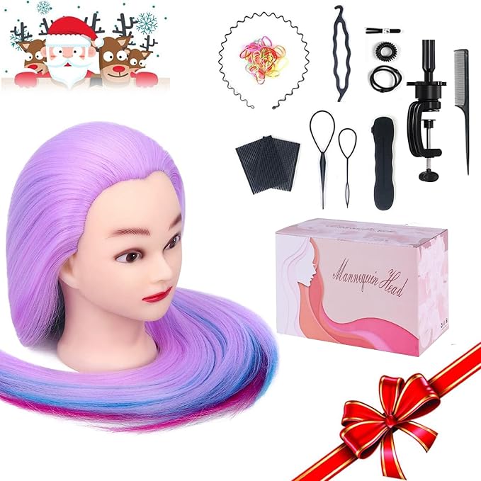Mannequin Head, Beauty Star 29inch Doll Heads with Long Hair for Practice Braiding Styling, Cosmetology Hairdressing Training Heads with Clamp Holder and Braiding Kit
