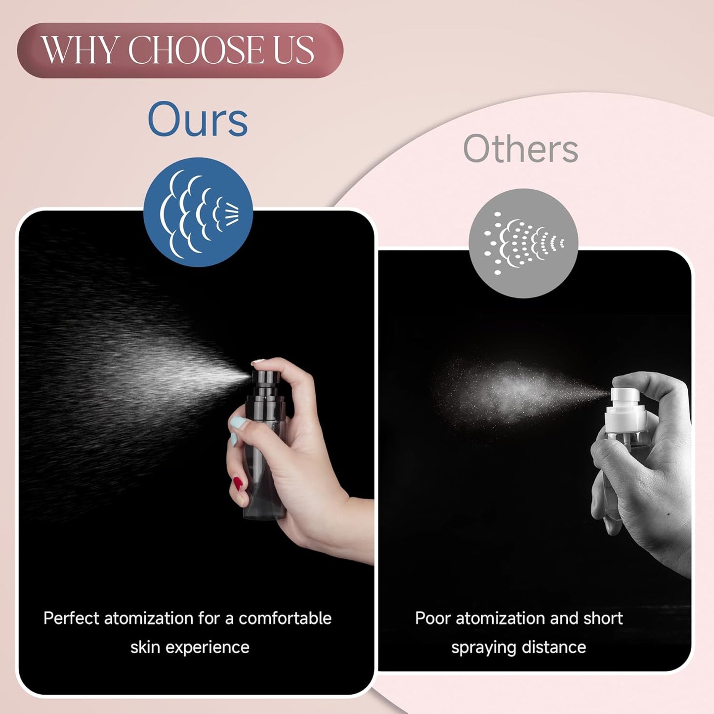 3Pack Small Spray Bottles, Black Plastic Fine Mist Mini Mister Bottles for Hair, Cleaning, Salons, Planting, Skin Care