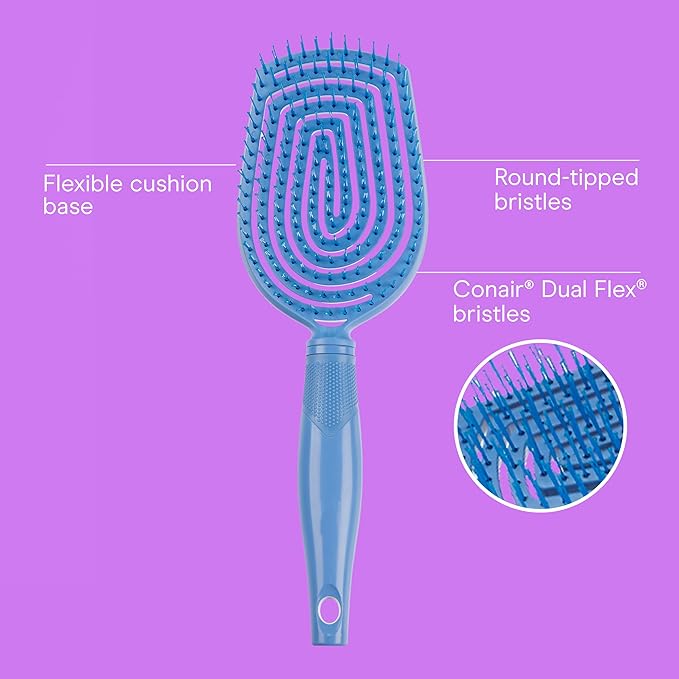 Conair Scalp Care Detangling hairbrush - Curly Hair Brush - Scalp Massager - hairbrushes for women & men - detangler for all lengths and types - can use wet or dry - Blue Aura