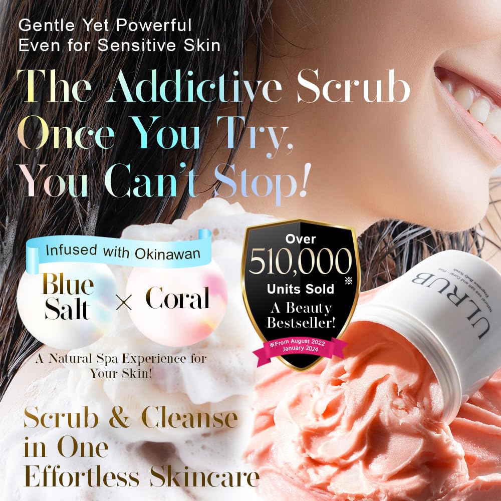 ULRUB Body Scrub 460g Perfumed Scrub Dark Spots Intimate Areas Knees Arms Dead Skin Cells Elbows Heels CICA Extract Placenta Vitamin C Body Smoother Gift CHURACOS Japan For Women ULRUB ulrub