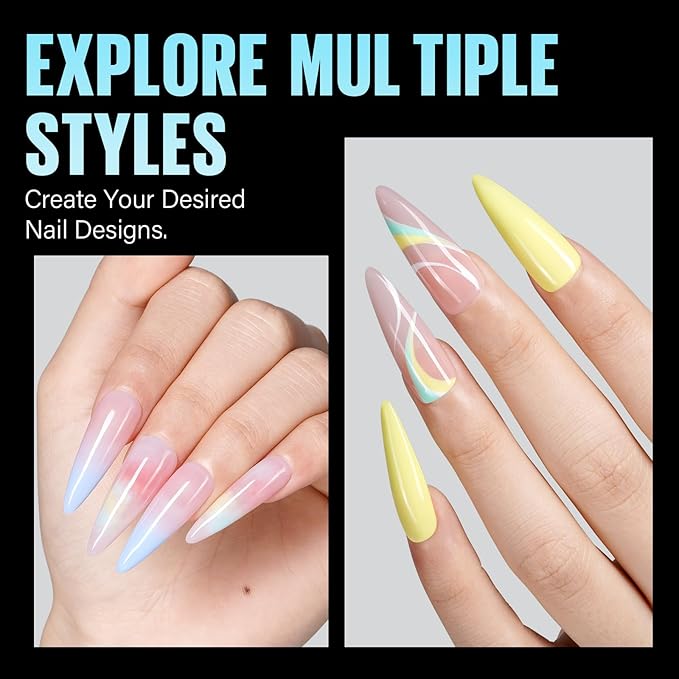 TOMICCA Long Stiletto Nail Tips 240Pcs Pre-Shape Long Almond Nail Tips Full Cover Gel Press On Nails Tips Stiletto For Nail Extension DIY Salon 12 Sizes