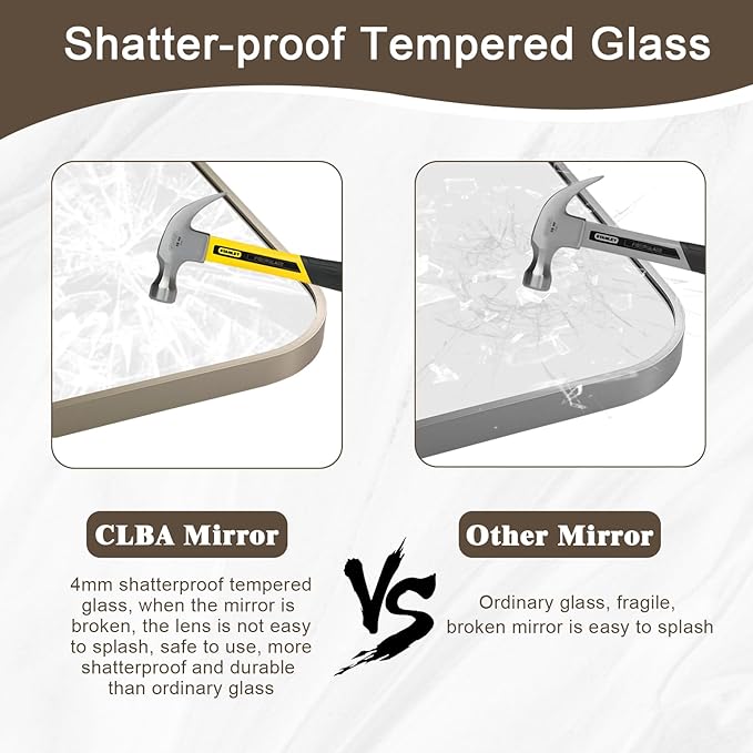 Brushed Nickel Bathroom Mirror, 22x30 Inch Aluminum Frame Rectangle Mirror, Anti-Rust, Tempered Glass, Wall Mirror for Over Sink, Vanity, Bedroom, Entryway, Horizontal/Vertical